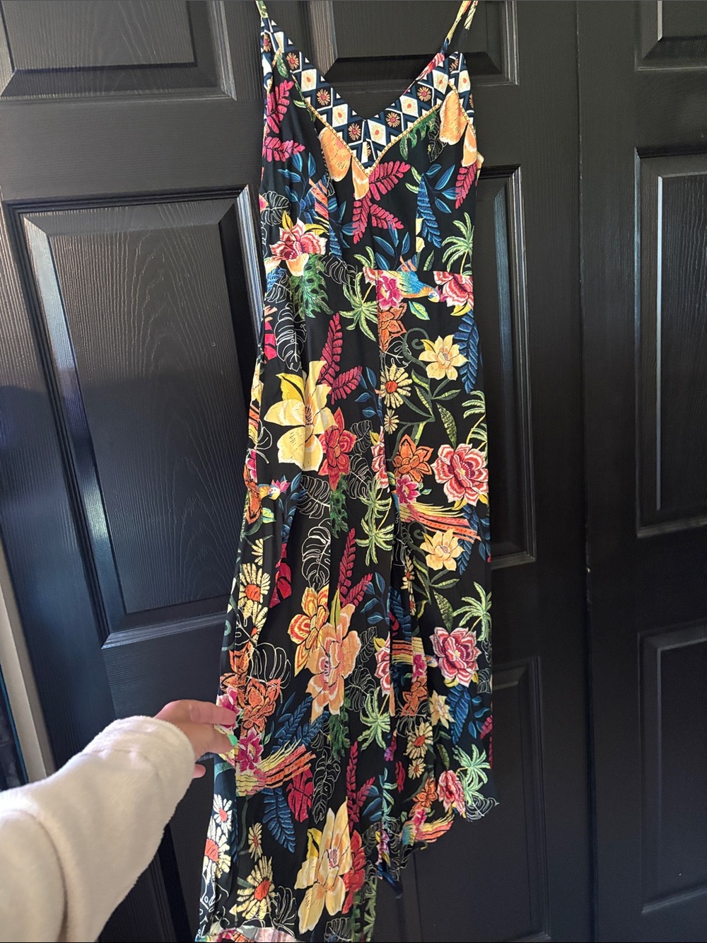 Cupshe Black Floral Spaghetti-Strap Jumpsuit